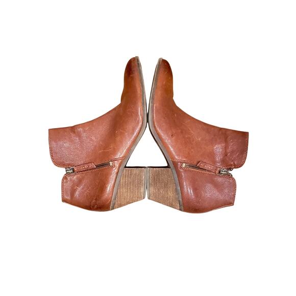 Frye Judith Double Zip Ankle Bootie in Cognac Brown Leather Women's Size 10 - Picture 6 of 9